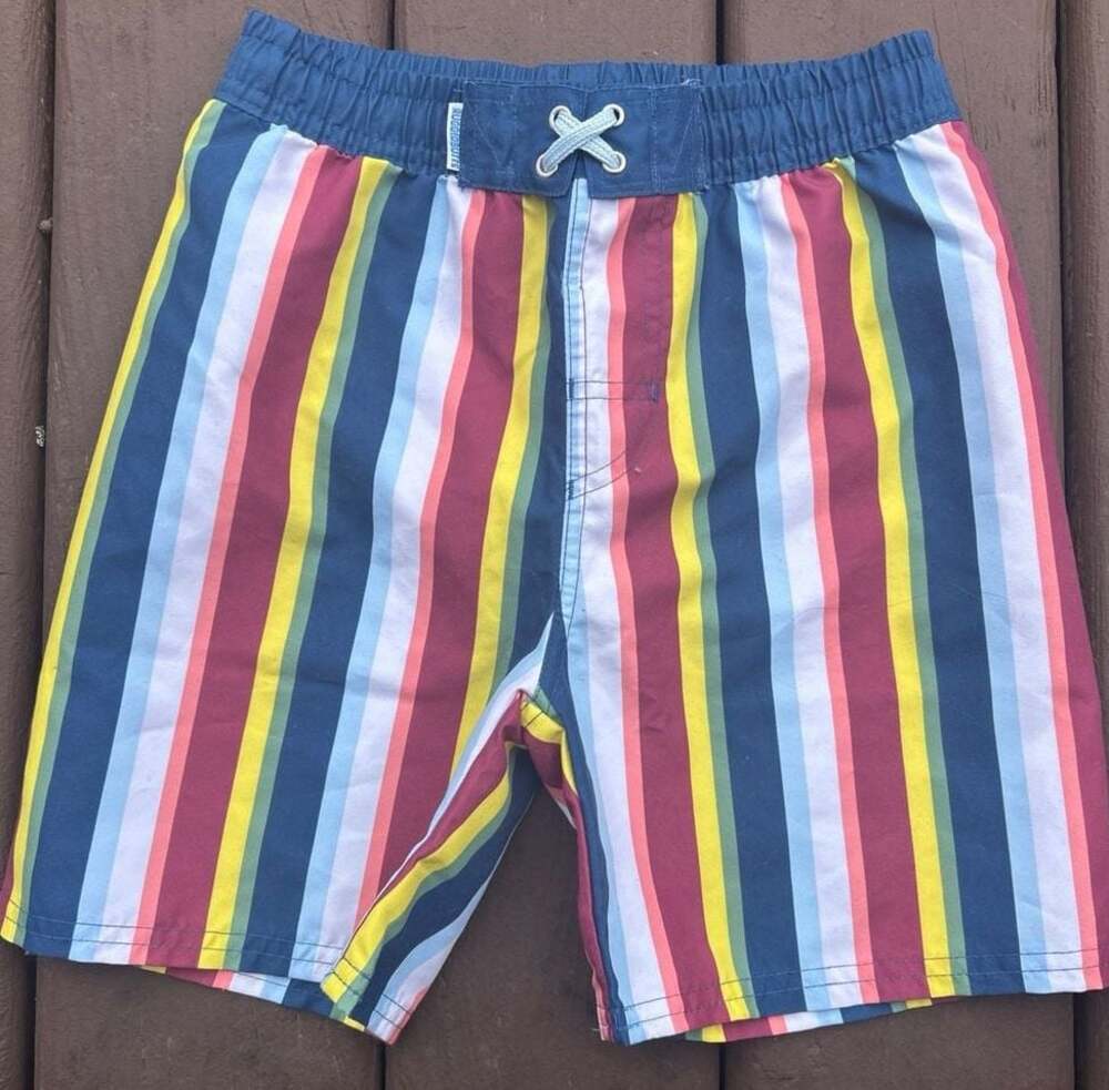 RuggedButts Boys Cabana Stripe Swim Trunks